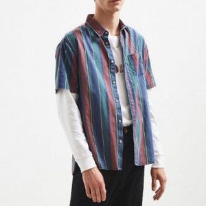 Urban Outfitters Striped Short Sleeve Button Down Shirt